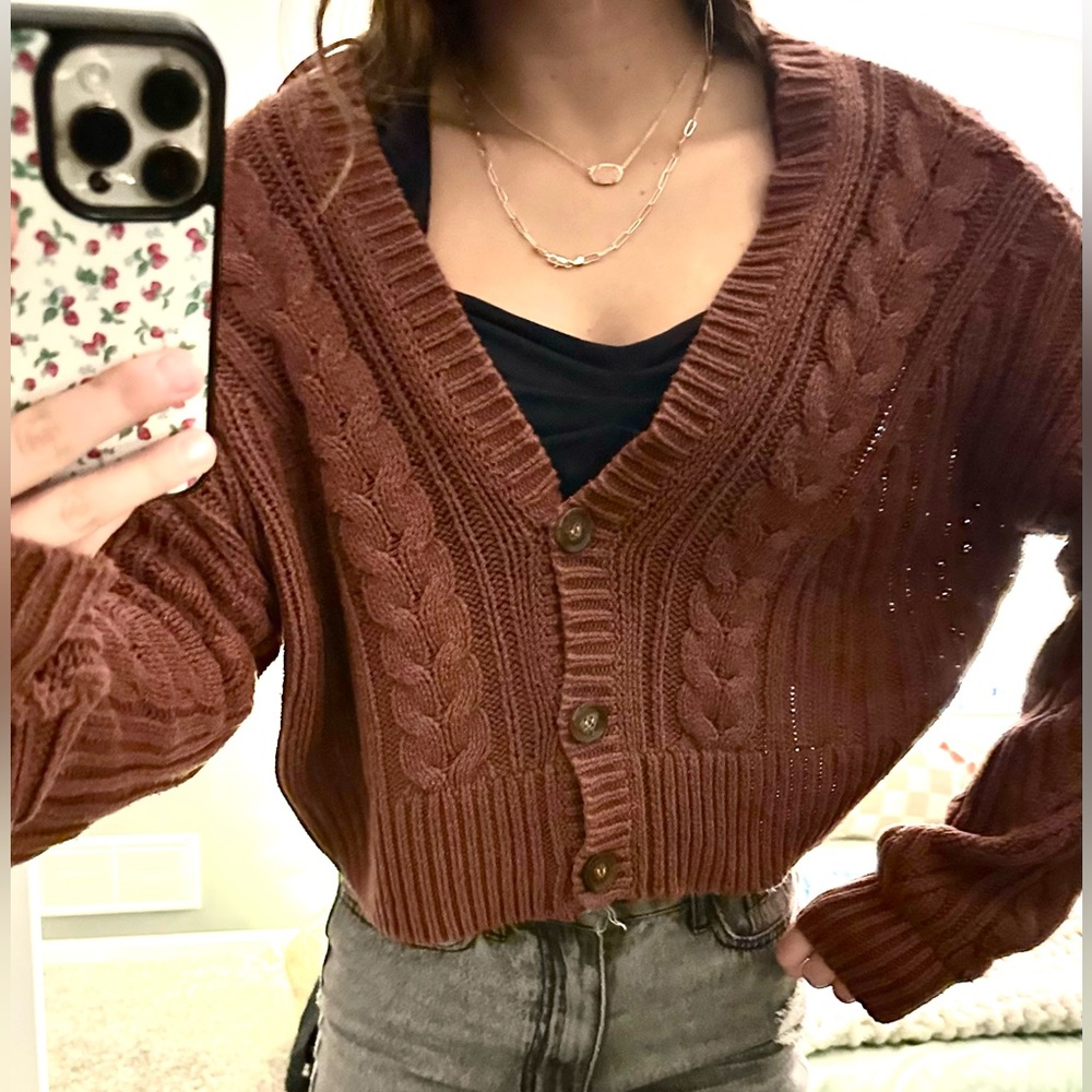 Aeropostale oversized knit button up sweater